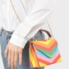 Rainbow Print Top Handle Clutch – Glossy Polyurethane