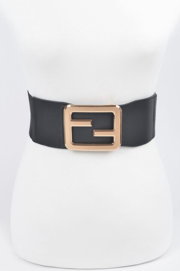 Wide Elastic Plus-Size Belt with Metal Buckle