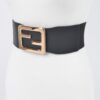 Wide Elastic Plus-Size Belt with Metal Buckle