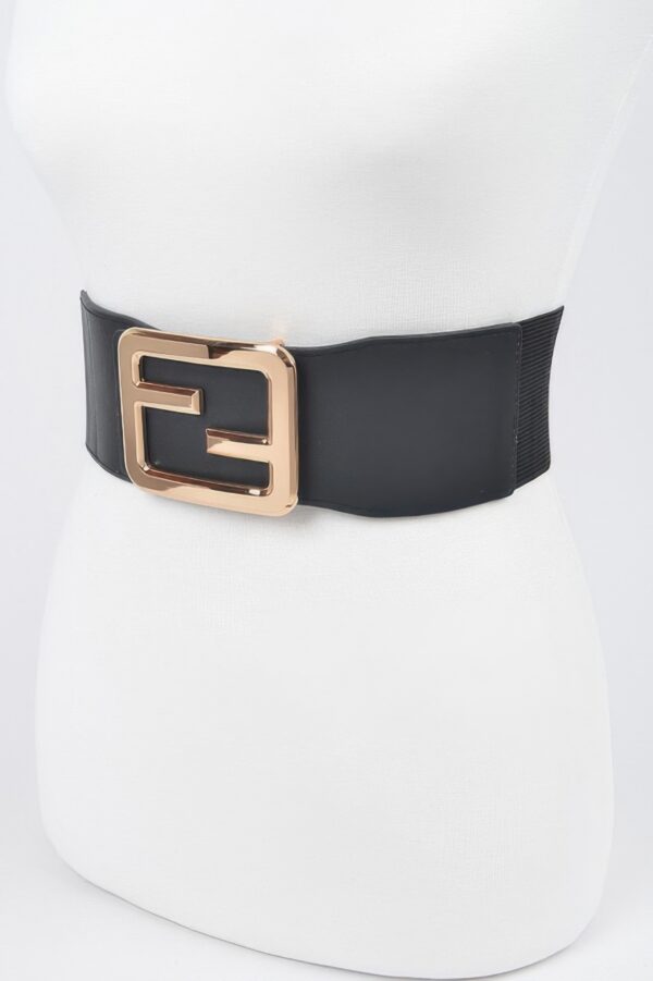 Wide Elastic Plus-Size Belt with Metal Buckle