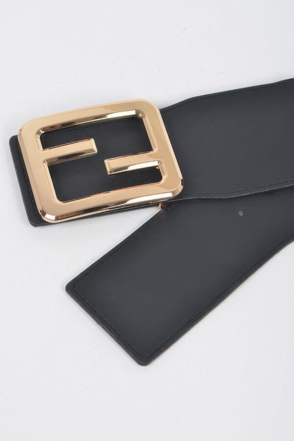 Wide Elastic Plus-Size Belt with Metal Buckle