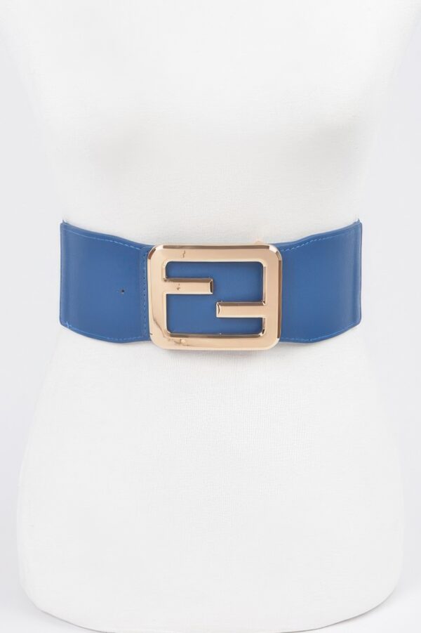 Wide Elastic Plus-Size Belt with Metal Buckle