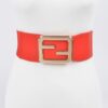 Wide Elastic Plus-Size Belt with Metal Buckle