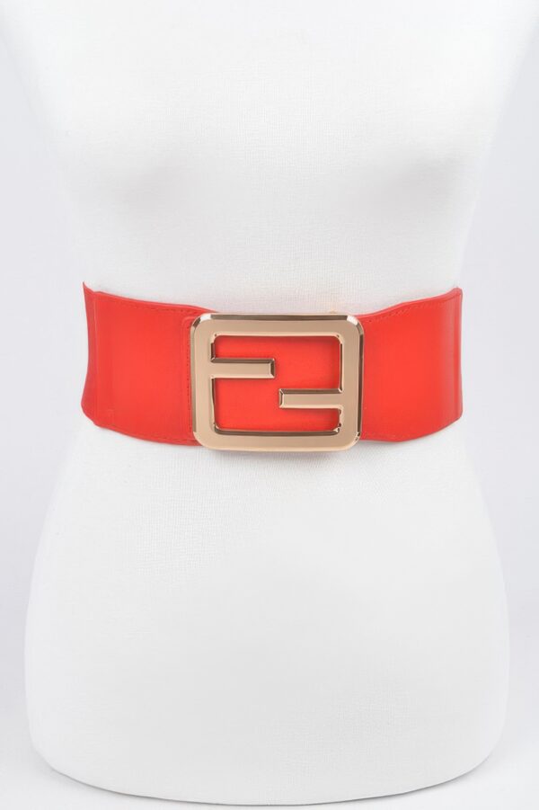 Wide Elastic Plus-Size Belt with Metal Buckle