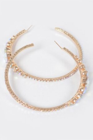 Rhinestone Hoop Earrings – Oversized 3″ Sparkle