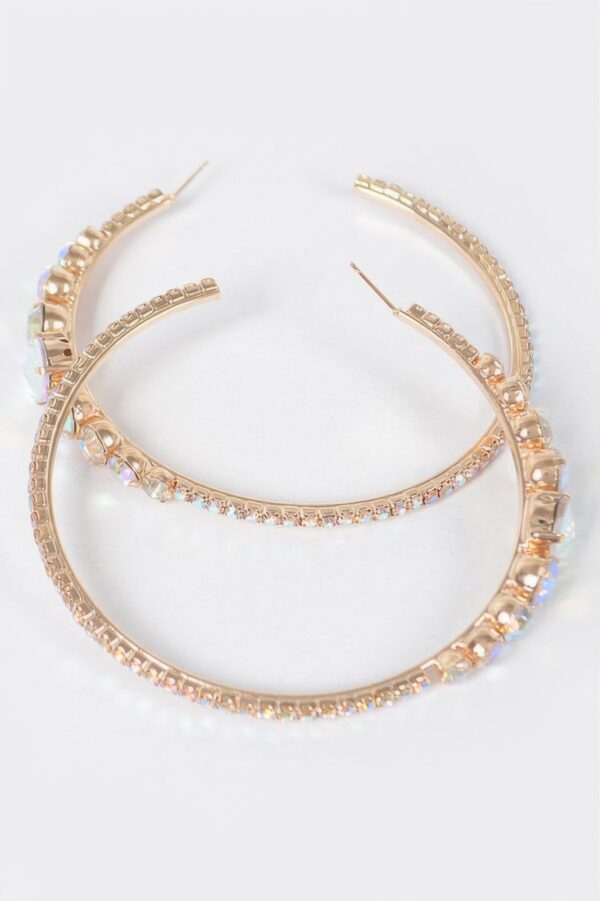 Rhinestone Hoop Earrings – Oversized 3″ Sparkle