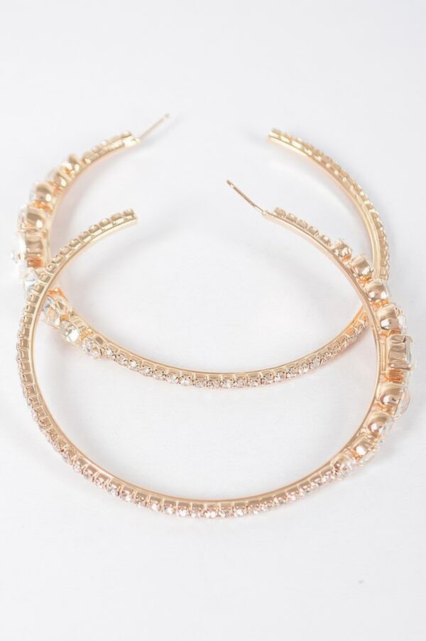 Rhinestone Hoop Earrings – Oversized 3″ Sparkle