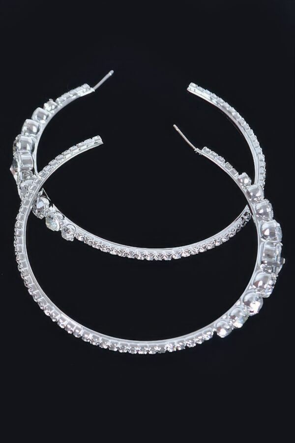 Rhinestone Hoop Earrings – Oversized 3″ Sparkle