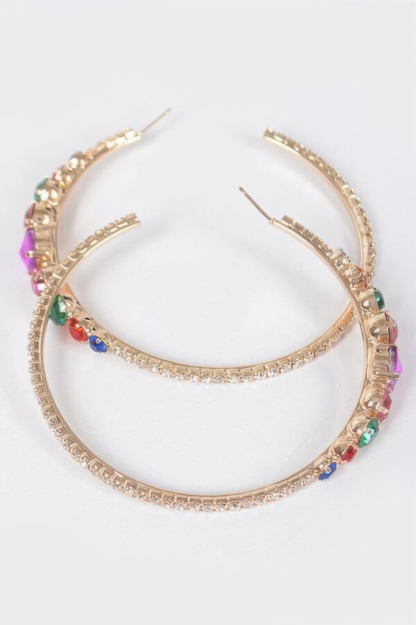 Rhinestone Hoop Earrings – Oversized 3″ Sparkle
