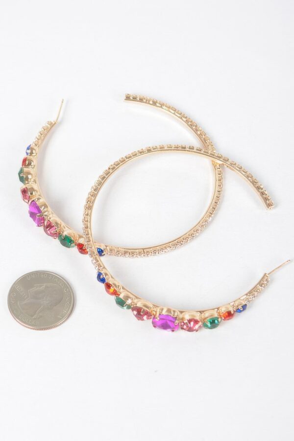 Rhinestone Hoop Earrings – Oversized 3″ Sparkle
