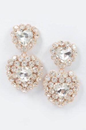 Heart-Shaped Faceted Stone Drop Earrings