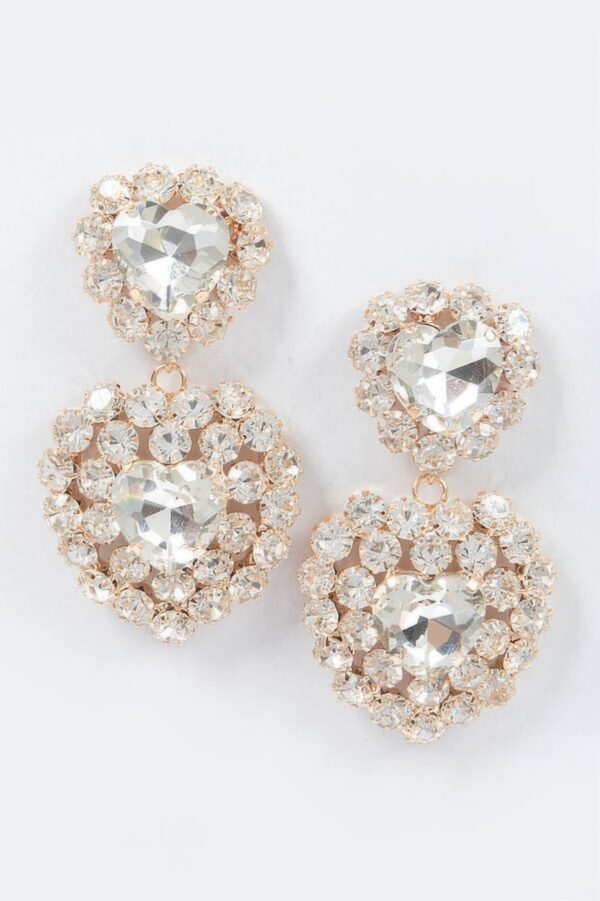 Heart-Shaped Faceted Stone Drop Earrings