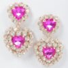 Heart-Shaped Faceted Stone Drop Earrings