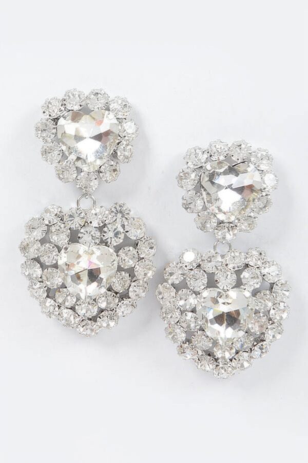 Heart-Shaped Faceted Stone Drop Earrings
