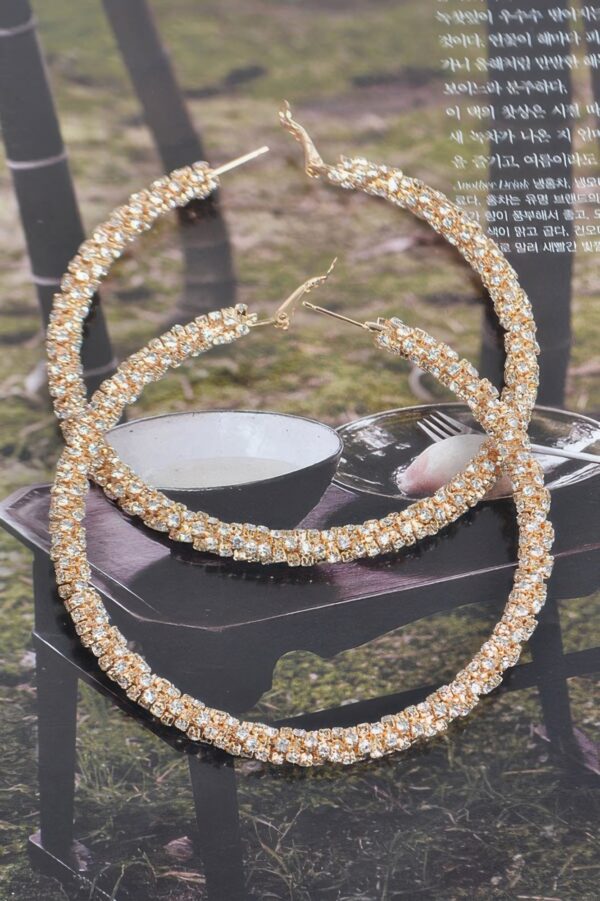 Oversized Twisted Rhinestone 80mm Hoop Earrings