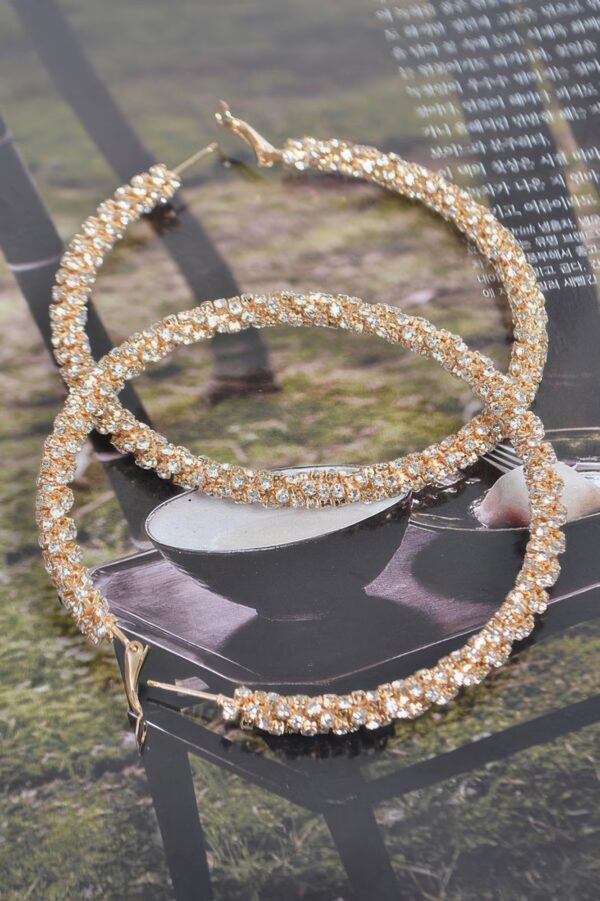 Oversized Twisted Rhinestone 80mm Hoop Earrings