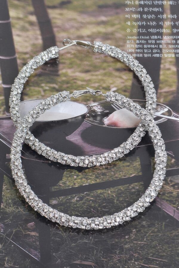 Oversized Twisted Rhinestone 80mm Hoop Earrings