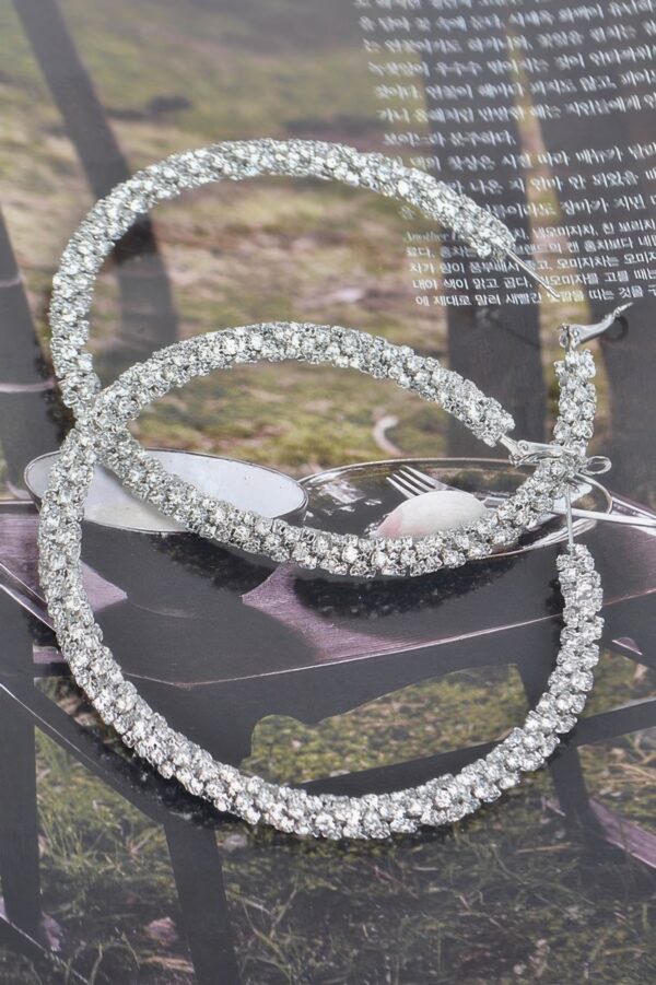Oversized Twisted Rhinestone 80mm Hoop Earrings