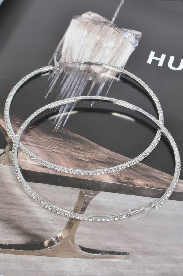 4-inch Double Rhinestone Hoop Earrings – Oversized