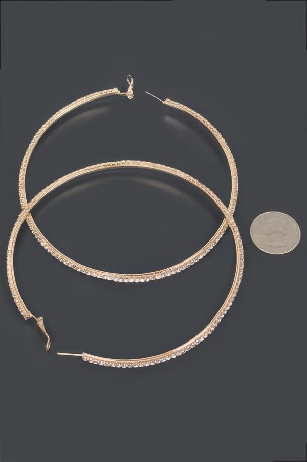 4-inch Double Rhinestone Hoop Earrings – Oversized