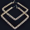 Rhinestone Square Hoop Earrings – Polished Metal