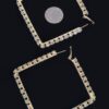 Rhinestone Square Hoop Earrings – Polished Metal