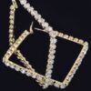 Rhinestone Square Hoop Earrings – Polished Metal