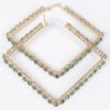 Rhinestone Square Hoop Earrings – Polished Metal