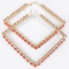 Rhinestone Square Hoop Earrings – Polished Metal