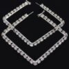 Rhinestone Square Hoop Earrings – Polished Metal