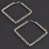 Rhinestone Square Hoop Earrings – Polished Metal