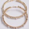 Upside Down Rhinestone & Pearl Hoop Earrings, 3.25″