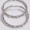 Upside Down Rhinestone & Pearl Hoop Earrings, 3.25″