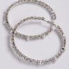 Upside Down Rhinestone & Pearl Hoop Earrings, 3.25″
