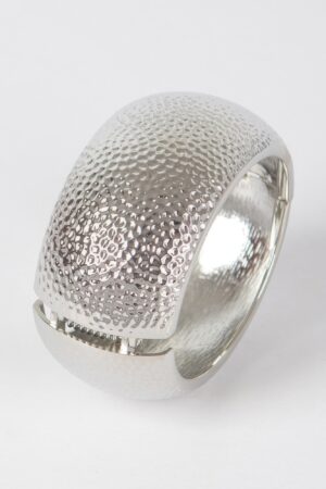 Hammered Metal Oval Bangle Bracelet