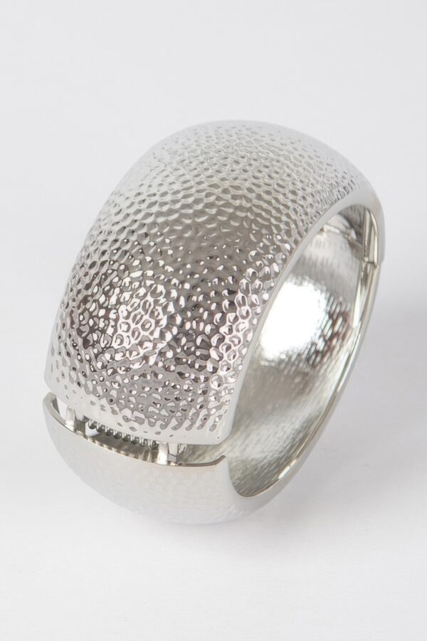 Hammered Metal Oval Bangle Bracelet