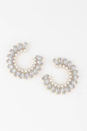 Crystal Leaf Hoop Earrings – Petite Botanical Hoops