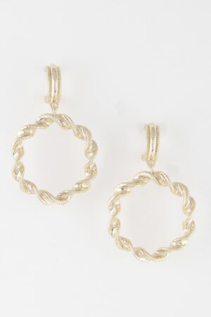 Twisted Hoop Drop Earrings – Polished Metal