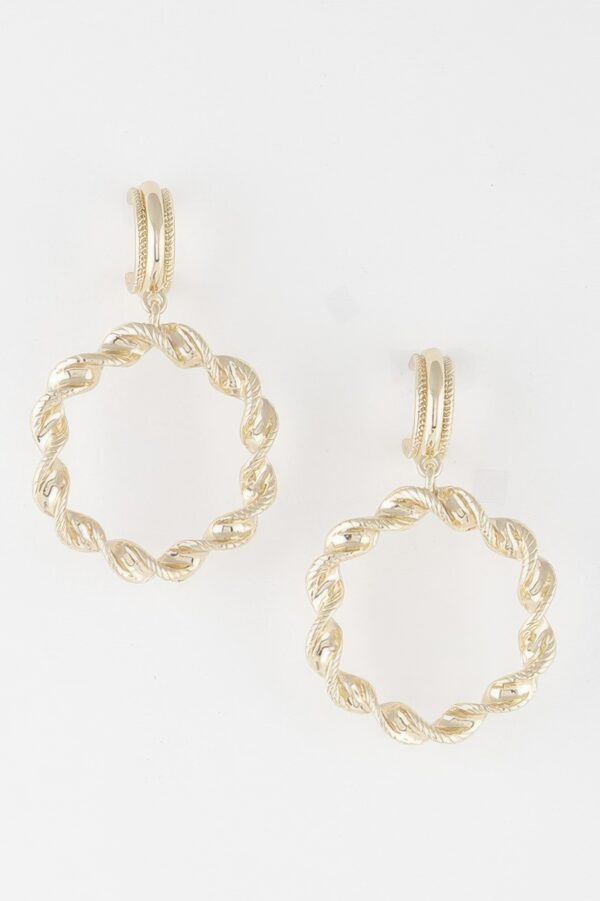 Twisted Hoop Drop Earrings – Polished Metal