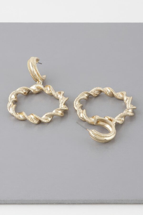 Twisted Hoop Drop Earrings – Polished Metal