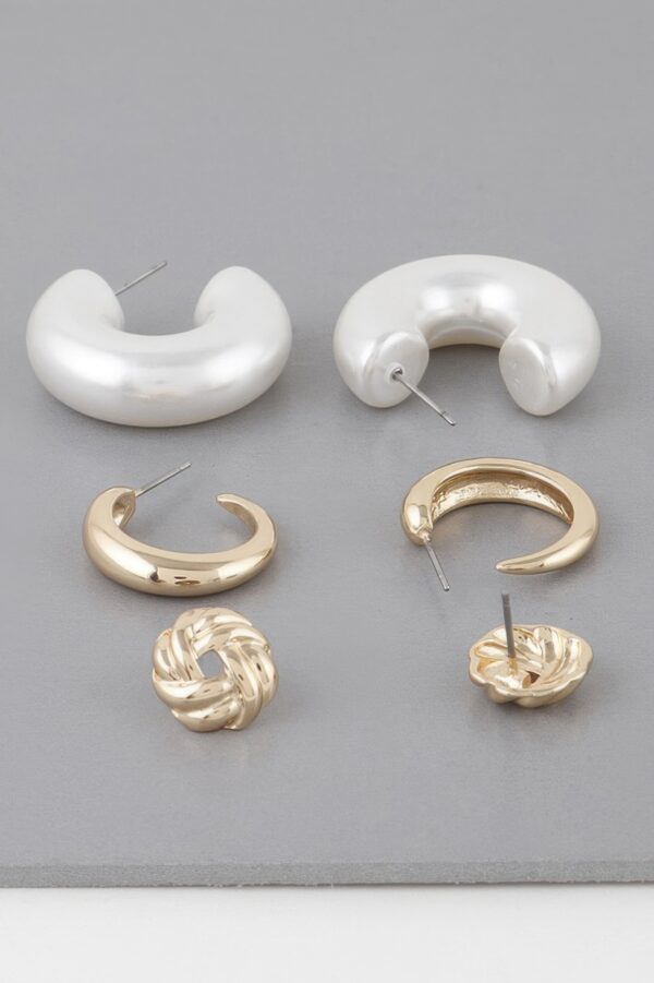 Minimal Multi Earring Set – Mixed Polished Finishes