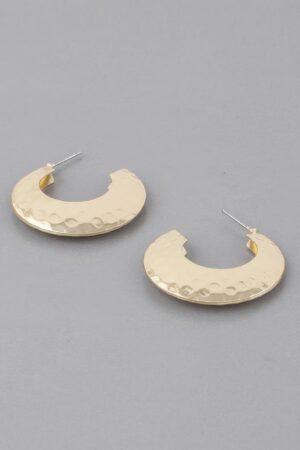 Concave Hammered Hoop Earrings – Small Textured Hoops