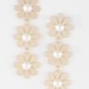 Triple Daisy Drop Earrings – Stacked Floral Design