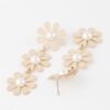Triple Daisy Drop Earrings – Stacked Floral Design