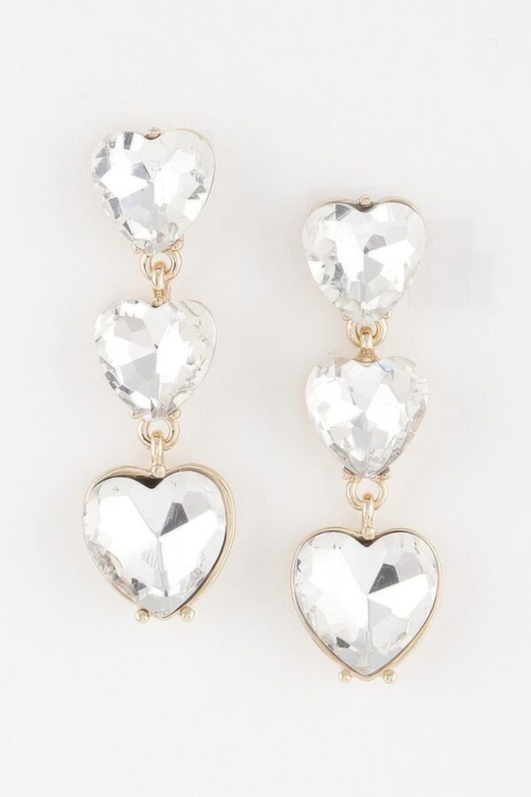 Triple Heart Drop Earrings – Polished Petite Drop