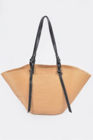 Oversized Faux Straw Hobo Bag – Woven Shoulder Carryall