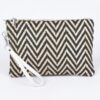 Faux Straw Pouch – Slim Woven Clutch with Mixed Metal Trim