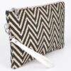 Faux Straw Pouch – Slim Woven Clutch with Mixed Metal Trim