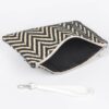 Faux Straw Pouch – Slim Woven Clutch with Mixed Metal Trim