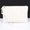 Faux Straw Pouch – Slim Woven Clutch with Mixed Metal Trim